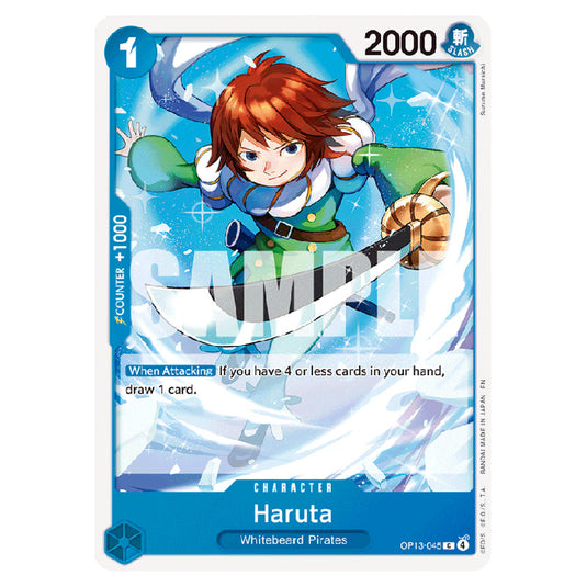 Haruta OP13-045 card from the One Piece set Carrying on his Will