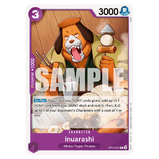 Inuarashi OP13-061 card from the One Piece set Carrying on his Will