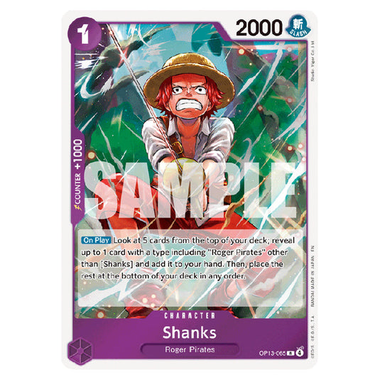 Shanks OP13-065 card from the One Piece set Carrying on his Will