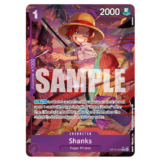 Shanks OP13-065a card from the One Piece set Carrying on his Will