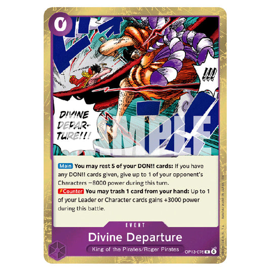 Divine Departure OP13-076 card from the One Piece set Carrying on his Will