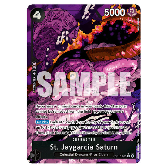 St. Jaygarcia Saturn OP13-083a card from the One Piece set Carrying on his Will