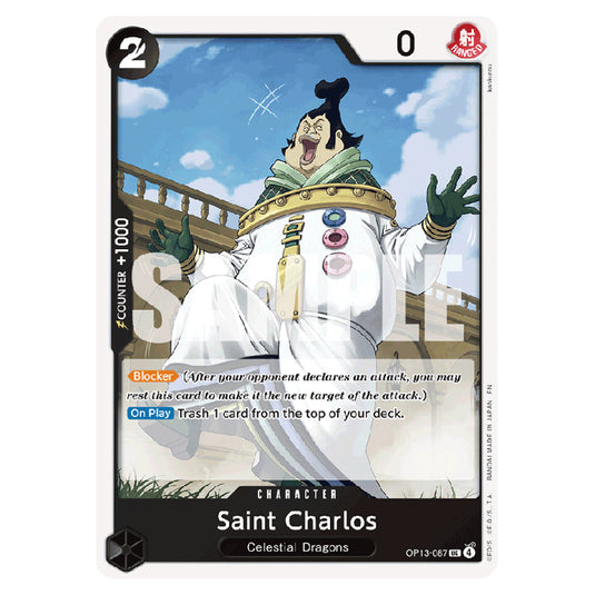 Saint Charlos OP13-087 card from the One Piece set Carrying on his Will