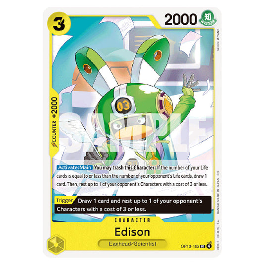 Edison OP13-102 card from the One Piece set Carrying on his Will