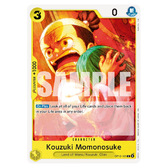 Kouzuki Momonosuke OP13-105 card from the One Piece set Carrying on his Will