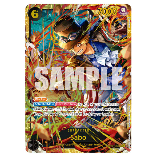 Sabo OP13-120 card from the One Piece set Carrying on his Will