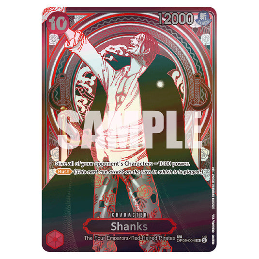 Shanks OP09-004a card from the One Piece set Carrying on his Will