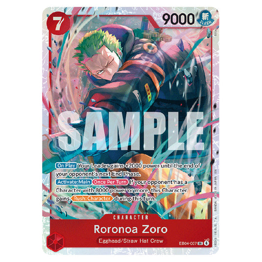 Roronoa Zoro EB04-007 card from the One Piece set Adventure on Kami's Island