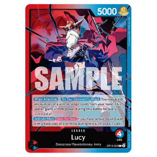 Lucy OP15-002 card from the One Piece set Adventure on Kami's Island