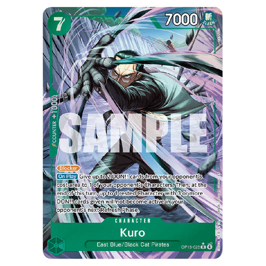 Kuro OP15-025a card from the One Piece set Adventure on Kami's Island