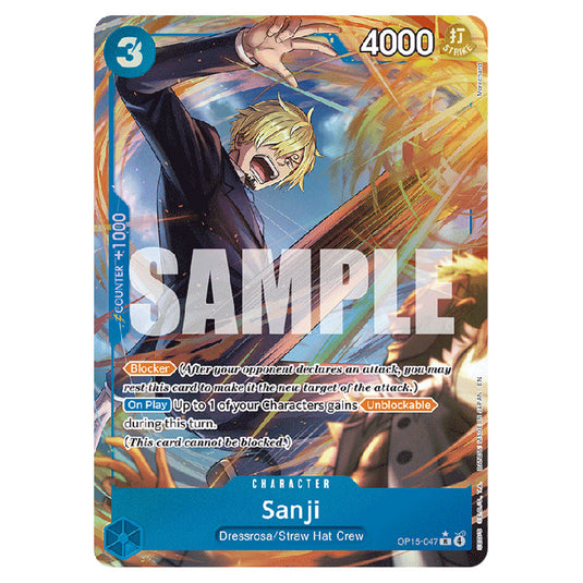 Sanji OP15-047a card from the One Piece set Adventure on Kami's Island