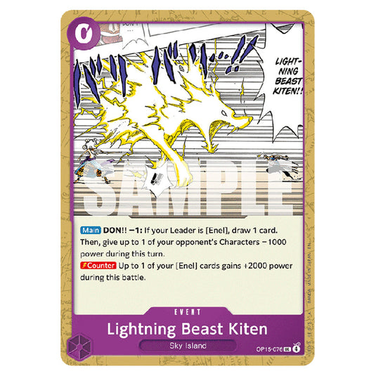 Lightning Beast Kiten OP15-076 card from the One Piece set Adventure on Kami's Island