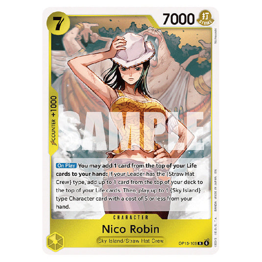 Nico Robin OP15-109 card from the One Piece set Adventure on Kami's Island