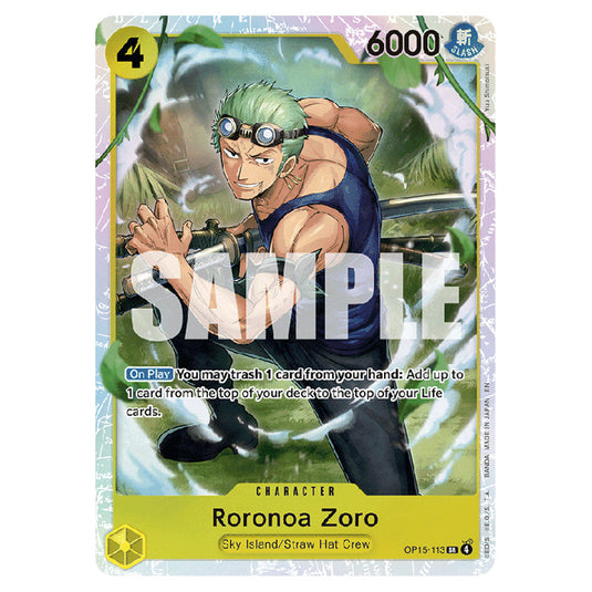 Roronoa Zoro OP15-113 card from the One Piece set Adventure on Kami's Island