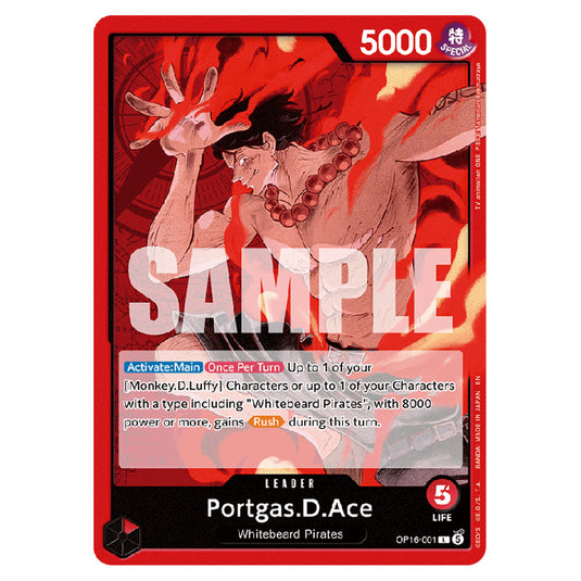 Portgas.D.Ace OP16-001 card from the One Piece set The Time of Battle