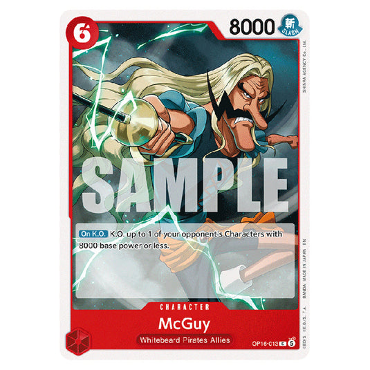 McGuy OP16-013 card from the One Piece set The Time of Battle