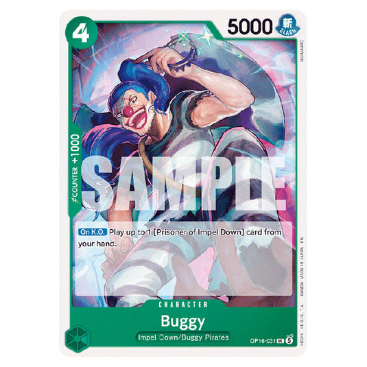 Buggy OP16-031 card from the One Piece set The Time of Battle