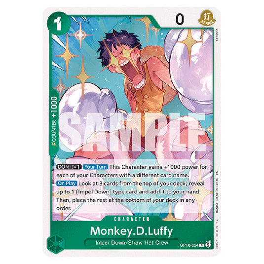 Monkey.D.Luffy OP16-034 card from the One Piece set The Time of Battle