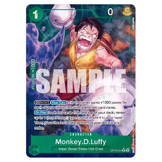 Monkey.D.Luffy OP16-034a card from the One Piece set The Time of Battle