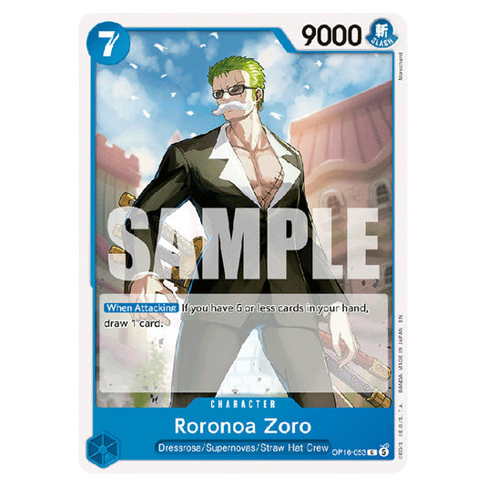 Roronoa Zoro OP16-053 card from the One Piece set The Time of Battle