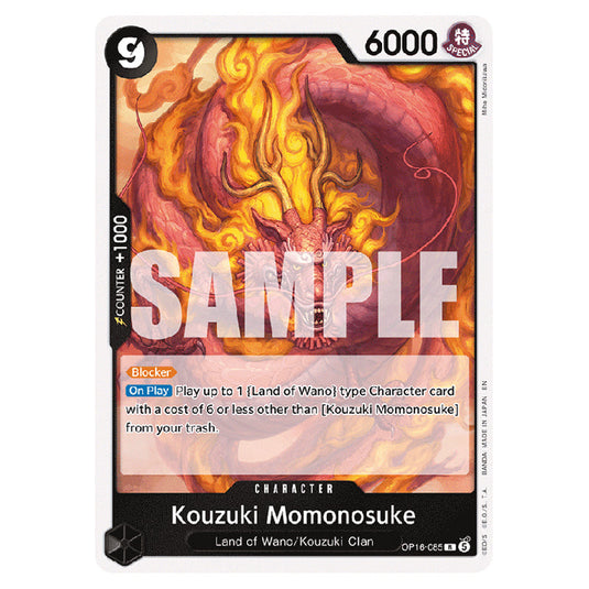Kouzuki Momonosuke OP16-085 card from the One Piece set The Time of Battle