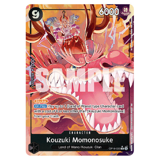 Kouzuki Momonosuke OP16-085a card from the One Piece set The Time of Battle