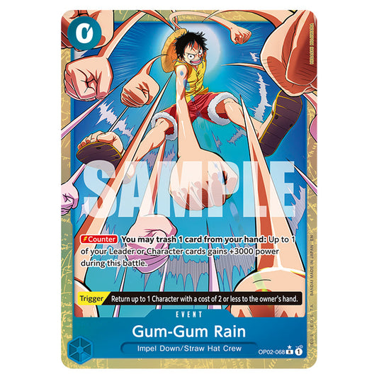 Gum-Gum Rain OP02-068a card from the One Piece set Premium Booster 02