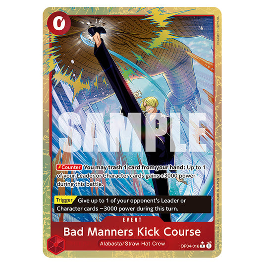 Bad Manners Kick Course OP04-016a card from the One Piece set Premium Booster 02