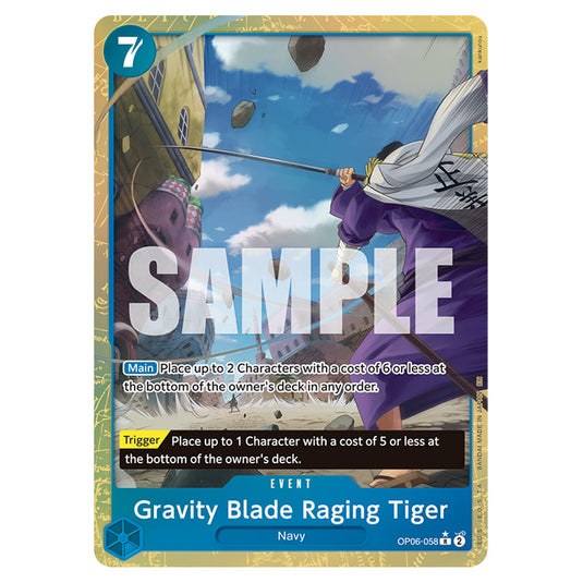 Gravity Blade Raging Tiger OP06-058a card from the One Piece set Premium Booster 02