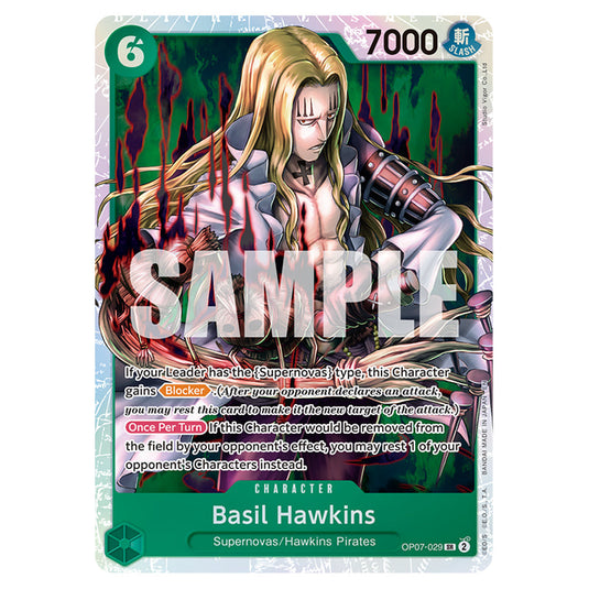 Basil Hawkins OP07-029 card from the One Piece set Premium Booster 02
