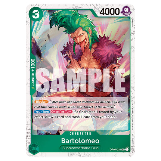 Bartolomeo OP07-031a card from the One Piece set Premium Booster 02