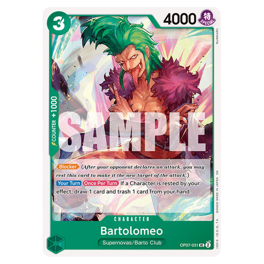 Bartolomeo OP07-031 card from the One Piece set Premium Booster 02