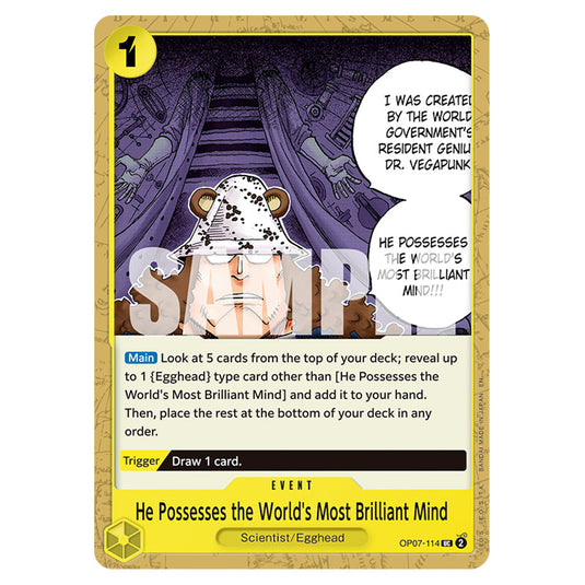 He Possesses the World's Most Brilliant Mind OP07-114 card from the One Piece set Premium Booster 02