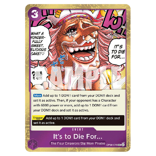 It's to Die For... OP08-076a card from the One Piece set Premium Booster 02