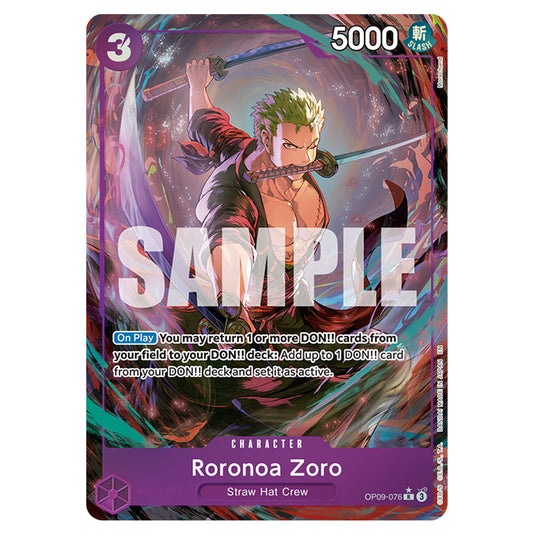 Roronoa Zoro OP09-076a card from the One Piece set Premium Booster 02
