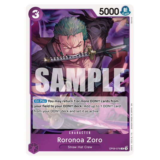 Roronoa Zoro OP09-076 card from the One Piece set Premium Booster 02