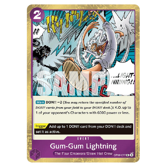 Gum-Gum Lightning OP09-077a card from the One Piece set Premium Booster 02
