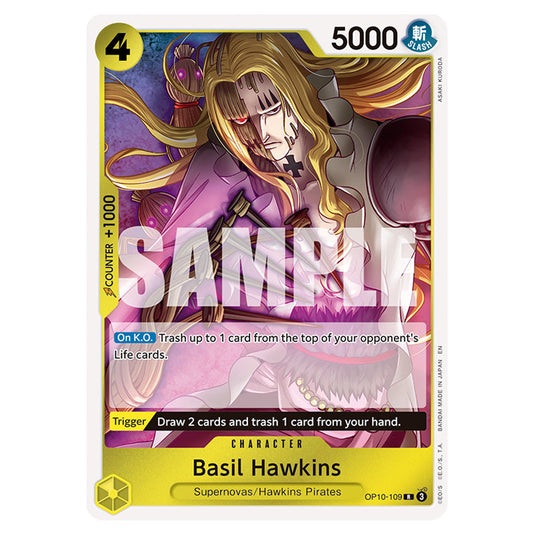 Basil Hawkins OP10-109 card from the One Piece set Premium Booster 02