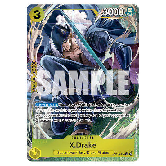 X.Drake OP10-114b card from the One Piece set Premium Booster 02