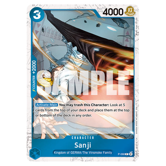 Sanji P-068a card from the One Piece set Premium Booster 02