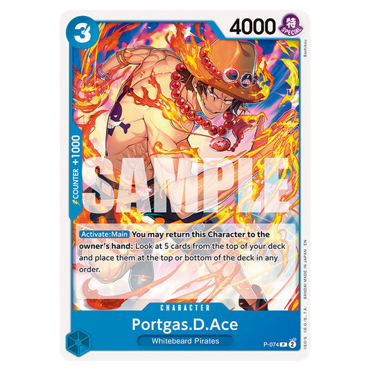 Portgas.D.Ace P-074a card from the One Piece set Premium Booster 02