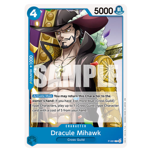 Dracule Mihawk P-081 card from the One Piece set Premium Booster 02