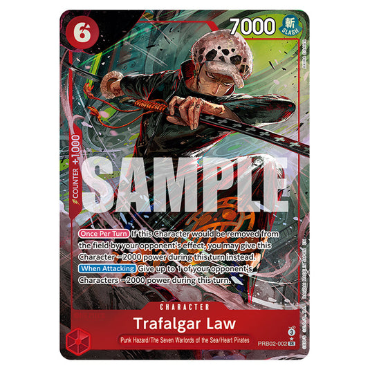 Trafalgar Law PRB02-002a card from the One Piece set Premium Booster 02