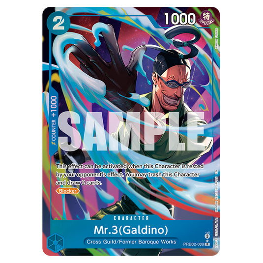 Mr.3(Galdino) PRB02-009a card from the One Piece set Premium Booster 02