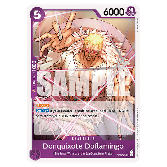 Donquixote Doflamingo PRB02-011 card from the One Piece set Premium Booster 02