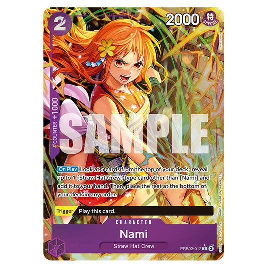 Nami PRB02-012a card from the One Piece set Premium Booster 02
