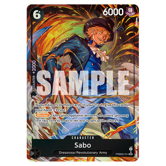 Sabo PRB02-014a card from the One Piece set Premium Booster 02