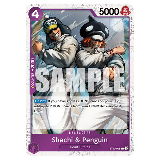 Shachi & Penguin ST10-008a card from the One Piece set Premium Booster 02