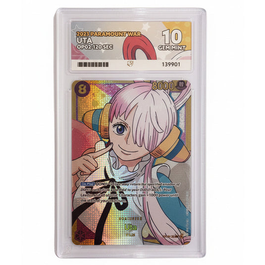 One Piece Card Game - Paramount War - Uta OP02-120 SEC (ACE Label 10 Graded Slab)