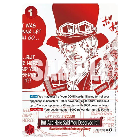 One Piece - Carrying on his Will - But Ace Here Said You Deserved It!! (Rare) - OP13-019 (Promo)